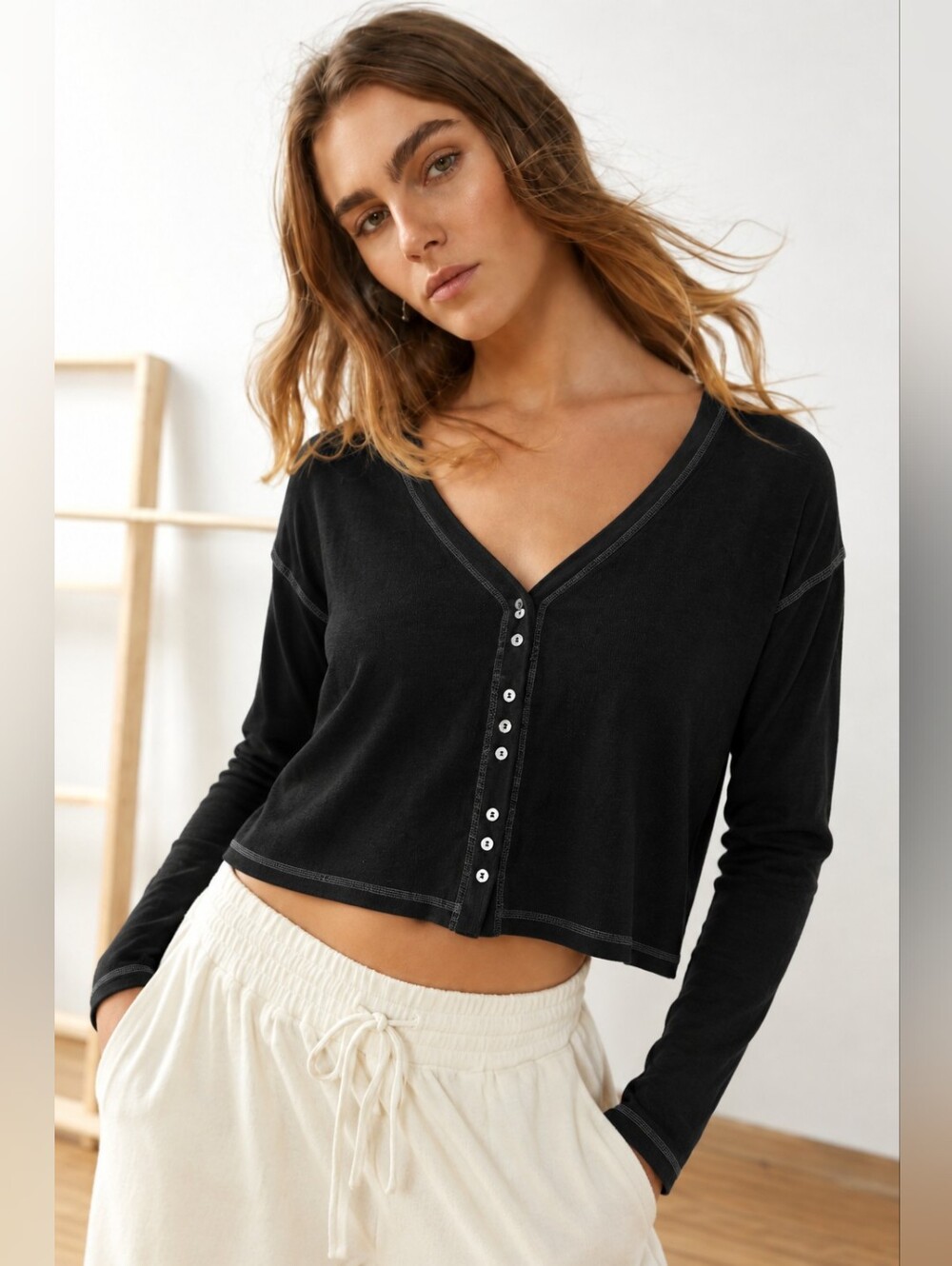 NEW Urban Outfitters S Bounce Plush Chloe Button Up Cardigan Top Out From Under